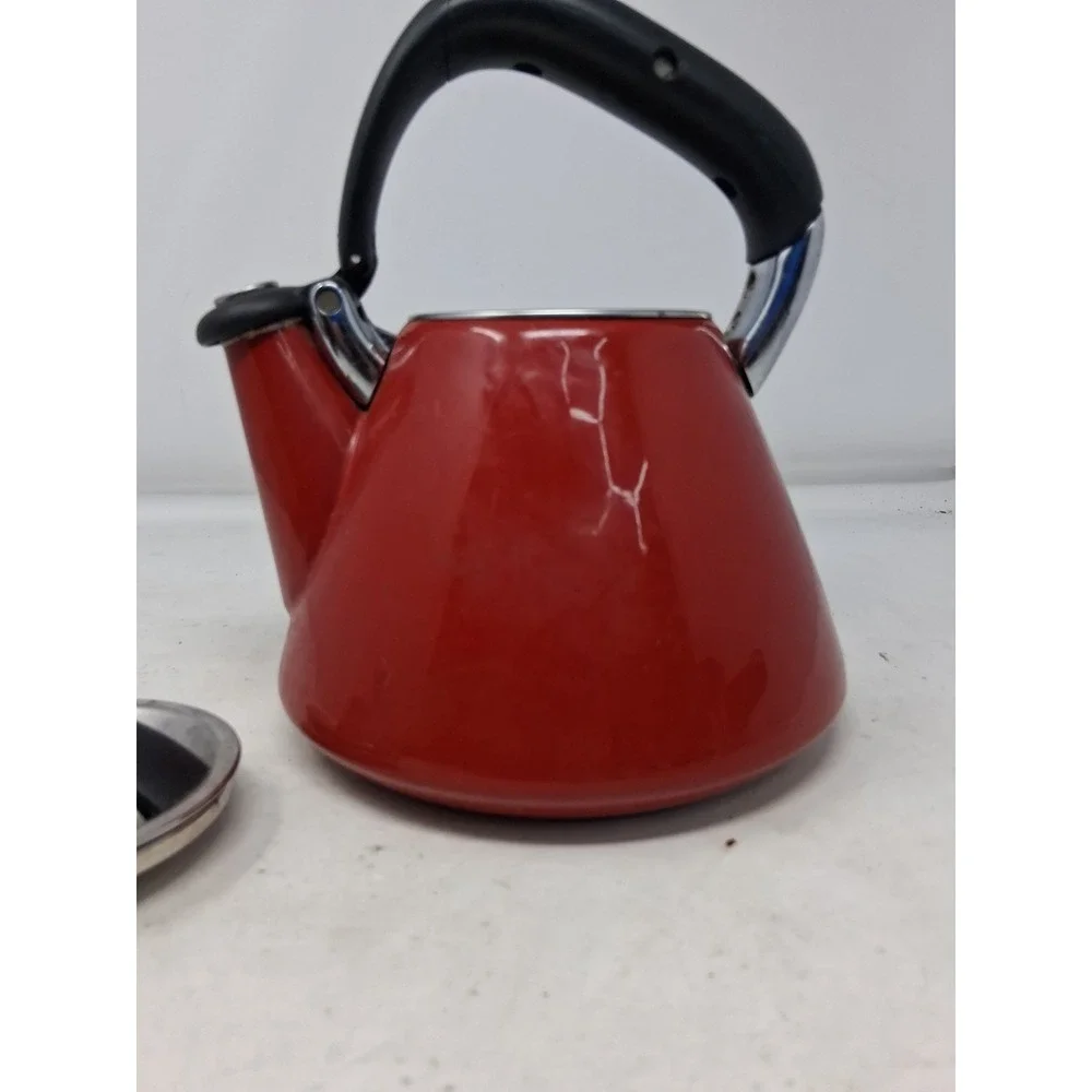 OXO Downpour Whistling Kettle 1.8 Qt Red Enamel Stainless Steel. O